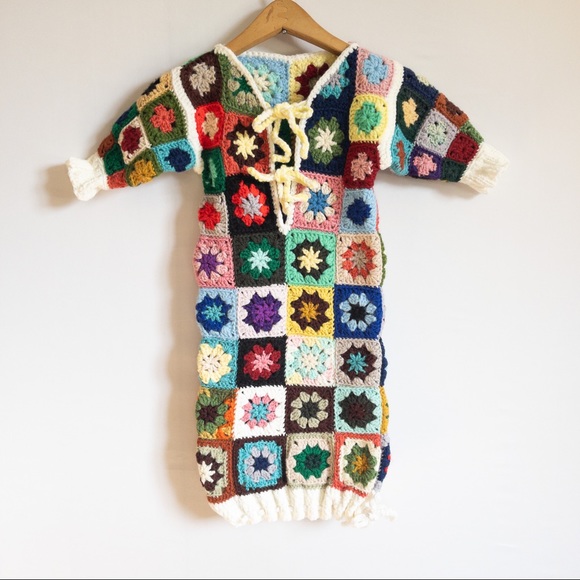 Hand Crafted Other - Crochet Handmade Granny Square Multicolor Baby Bunting Sleeper